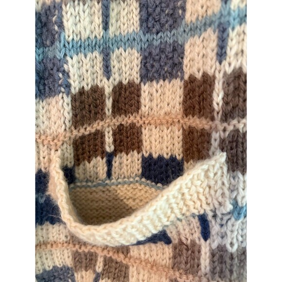 Vintage Cardigan Sweater Vest Women's Small/Medium Wool Hand Knit Blue Cream - Picture 3 of 6